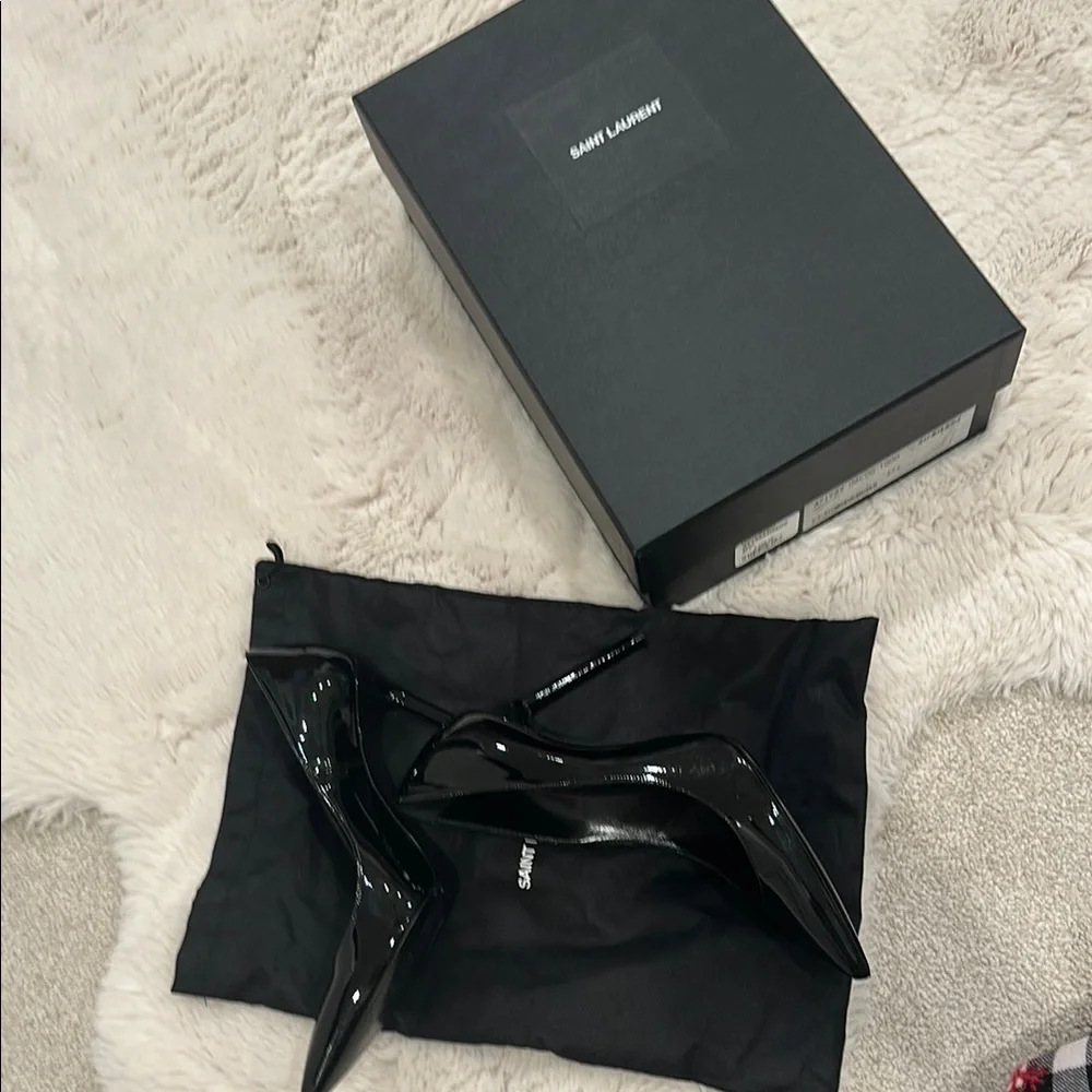 Saint Laurent Black Patent Leather Stiletto Heels - Picture 9 of 9